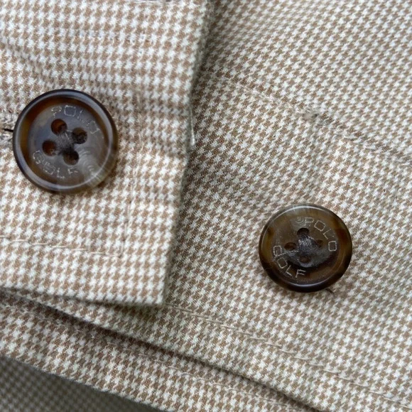 Ralph Lauren POLO Golf Vintage Tan & Cream Houndstooth Cotton Jacket Mens Size L - Picture 8 of 14